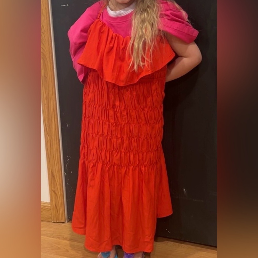 Future Collective Red Ruffle Summer Dress with Removable Straps - Picture 3 of 3